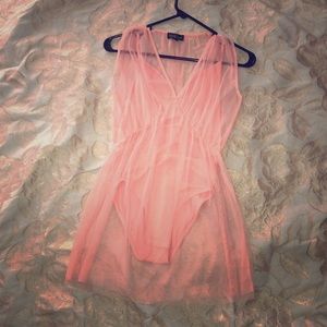 Pink TOPSHOP tulle overlay bodysuit size 2